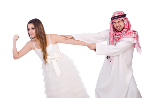 Arabo uomo con sua moglie su bianco - Foto, immagini