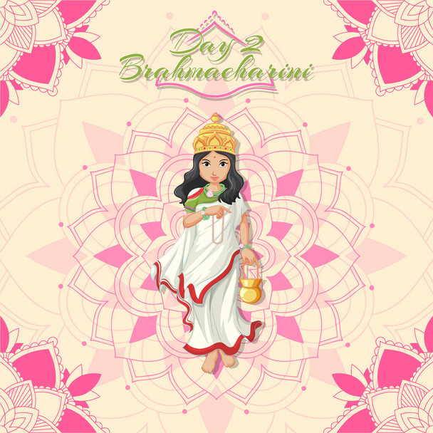 Дизайн плаката фестиваля Наваратри с богиней
 - Вектор,изображение