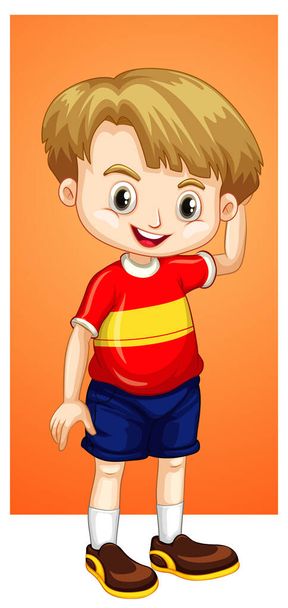 Happy boy in red shirt - Vetor, Imagem