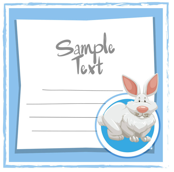 Card template with white bunny - Vector, Imagen