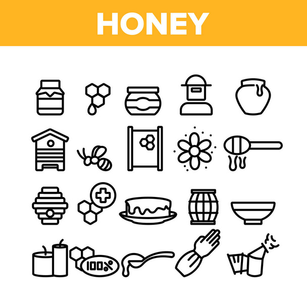 Coleção de produtos de mel Elementos Conjunto de ícones Vector
 - Vetor, Imagem