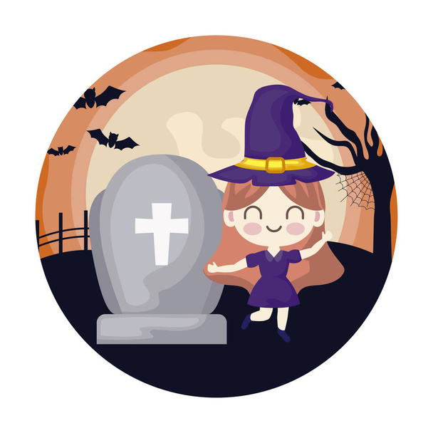 girl disguised as a witch - Vector, Image