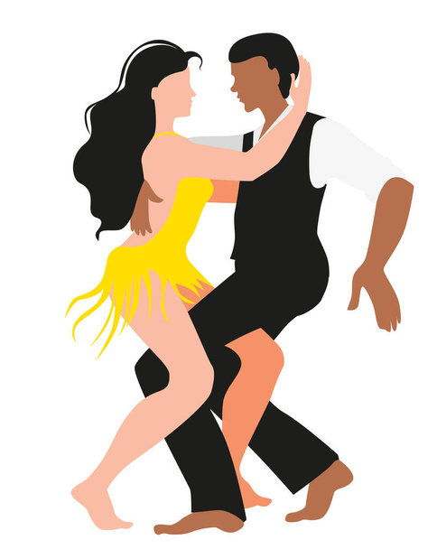 Όμορφο ζευγάρι που χορεύει λατινοαμερικάνικο χορό σάλσα. - Διάνυσμα, εικόνα