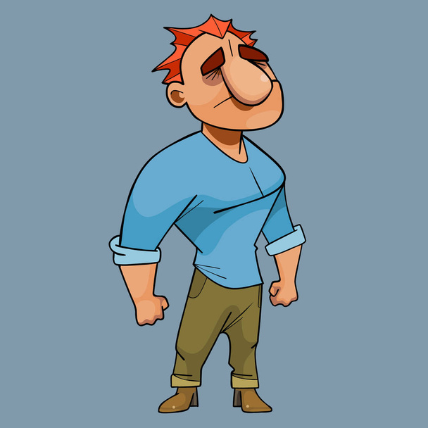 cartoon broad shouldered man clenched his fists in despair - Vector, afbeelding