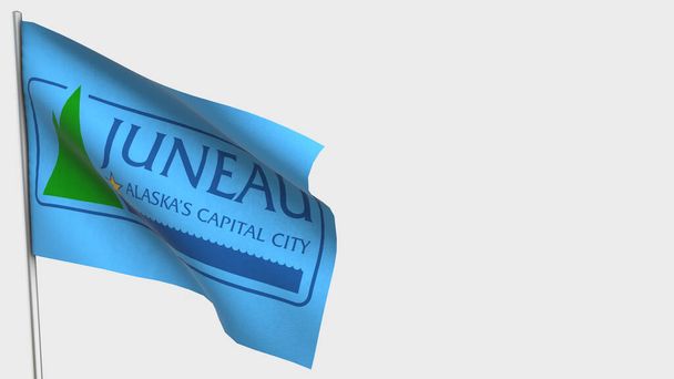Juneau Alaska 3D heiluttaa lippua kuva lipputangon
. - Valokuva, kuva
