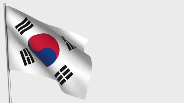 South Korea 3D waving flag illustration on flagpole. - Photo, Image