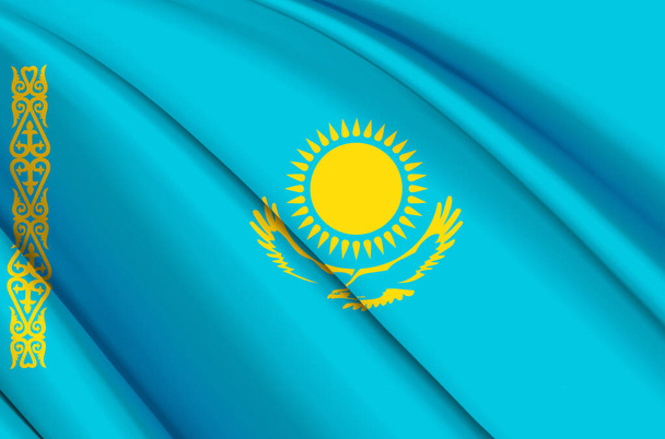 Kazakhstan 3D waving flag illustration. - Photo, Image