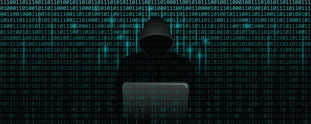 hacker de computadoras en concepto de cibercrimen matricial con fondo web de código binario
 - Vector, imagen