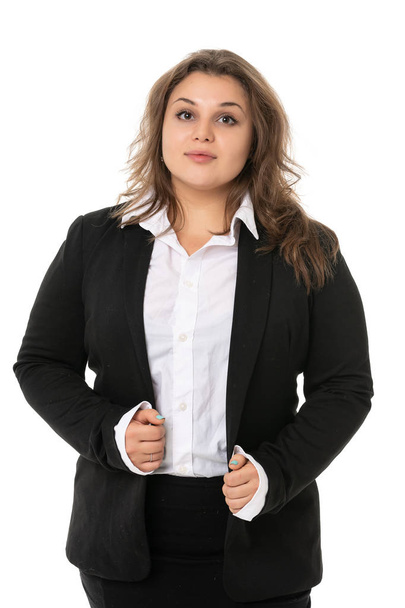 Beautiful young businesswoman portrait isolated on white - Photo, Image