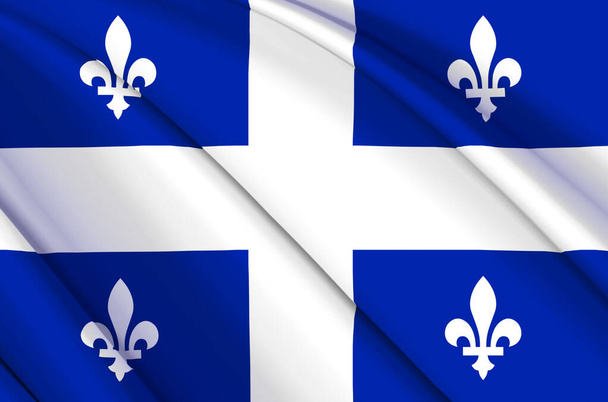 Quebec 3d zwaaiende vlag illustratie. - Foto, afbeelding