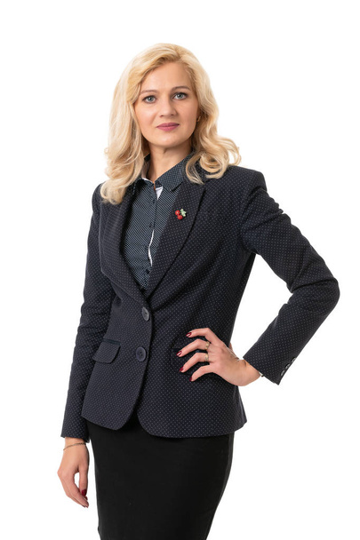 business portrait of a middle aged woman in a suit on a white isolated background - Φωτογραφία, εικόνα