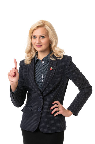 business portrait of a middle aged woman in a suit on a white isolated background - Foto, immagini