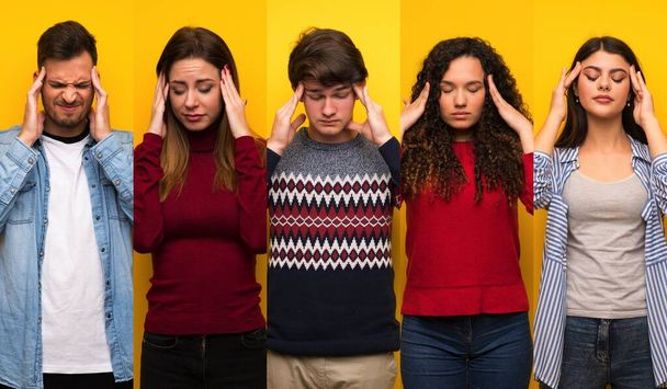 Set of people with headache - Фото, зображення