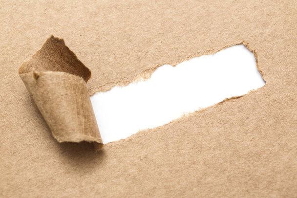 Blank white space in torn brown paper - Фото, зображення