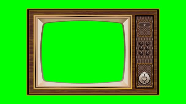 Zoom para fora Tiro de uma tv antiga com Horizontal Tela Verde Mock Up
 - Filmagem, Vídeo