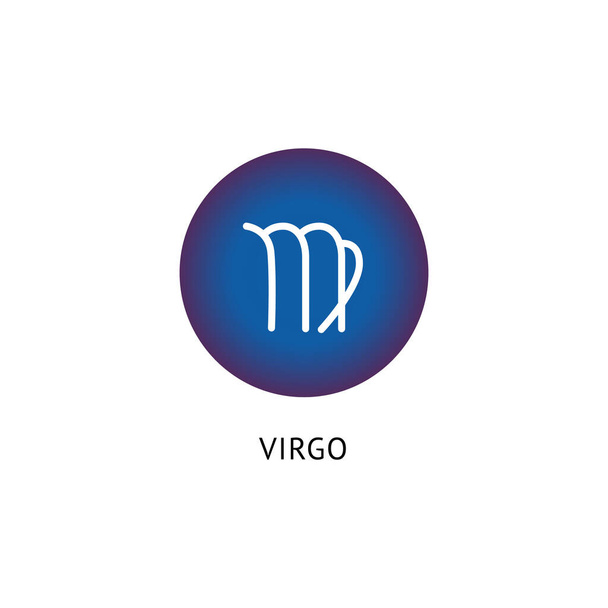 Virgo star sign icon in blue circle shape isolated on white background - Вектор, зображення