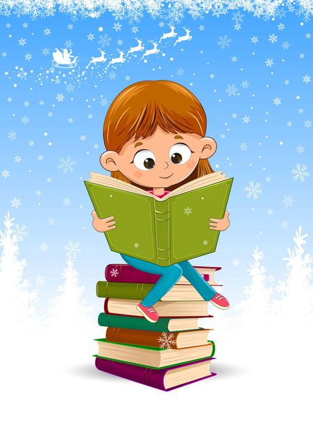 Bambina che legge un libro a Natale
 - Vettoriali, immagini