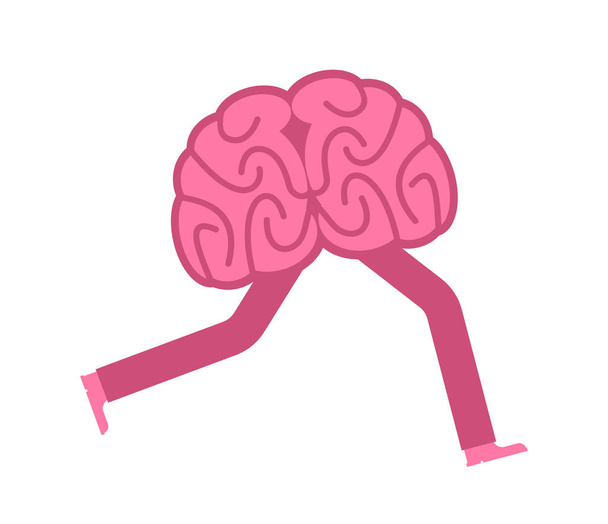 Brain runs isolated. Brains run. Thoughts escape. vector illustr - Vector, Image