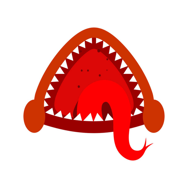 Angry mouth with teeth monster isolated. Scary Maw with Fangs - Vector, imagen