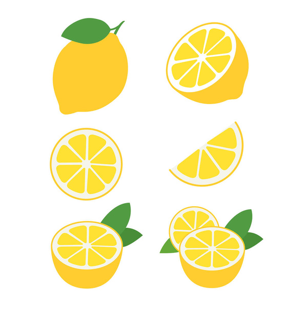 resh lemon fruits collection of vector illustrations - Vector, Image