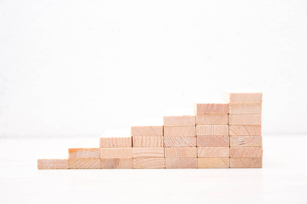 wooden domino stairs side view on white background - 写真・画像