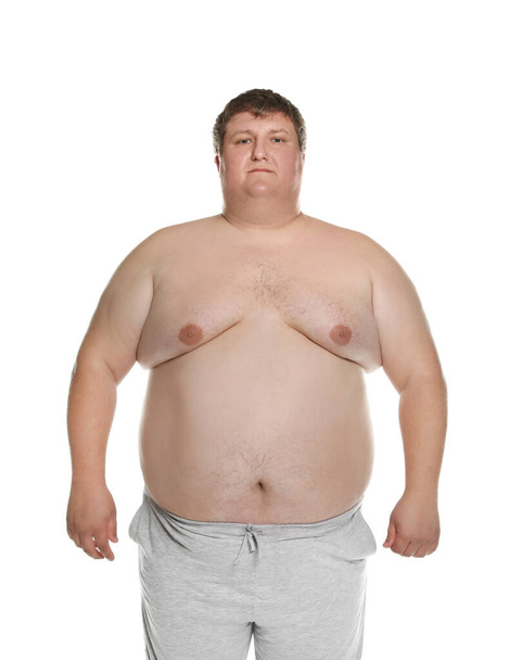 Portrait of overweight man posing on white background - Φωτογραφία, εικόνα