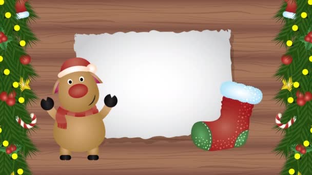 Καλά Χριστούγεννα animation με ελάφια σε ξύλινο φόντο - Πλάνα, βίντεο