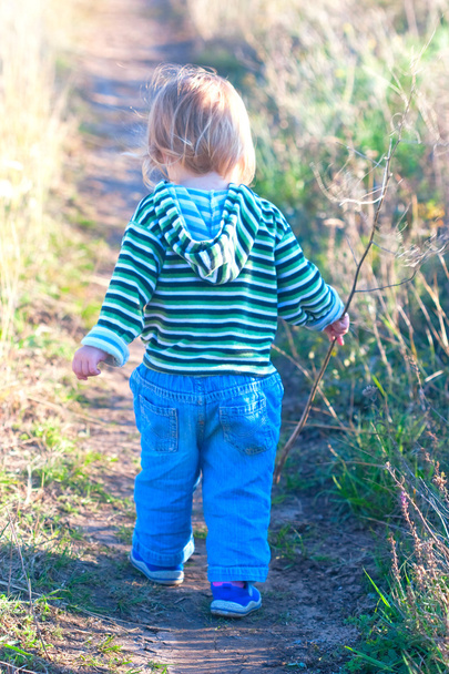 lapsi kävelee polulla
 - Valokuva, kuva