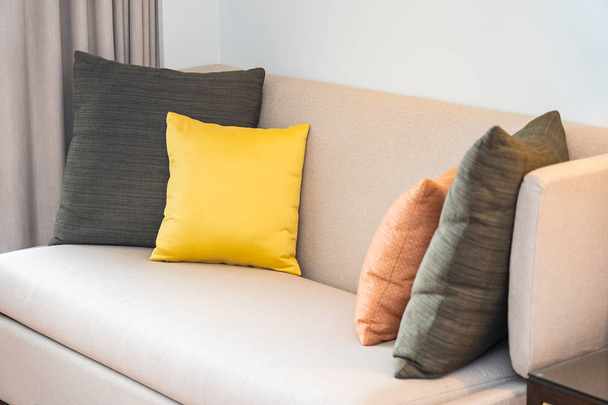 Comfortable pillow on sofa decoration interior - Фото, изображение
