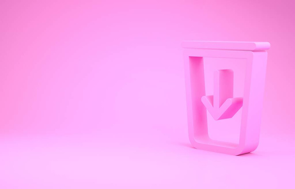 Rosa Invia alla linea della spazzatura icona isolata su sfondo rosa. Concetto minimalista. Illustrazione 3d rendering 3D
 - Foto, immagini