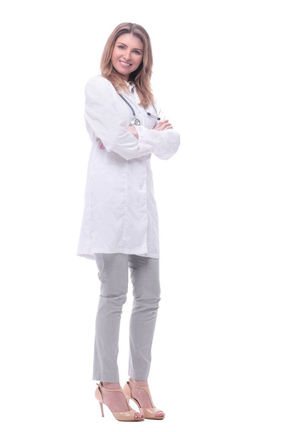 woman doctor with stethoscope. isolated on white - Foto, Bild