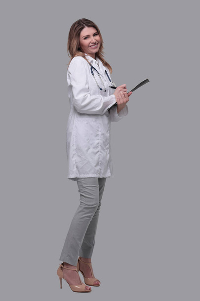 woman doctor with stethoscope. isolated on white - Фото, зображення