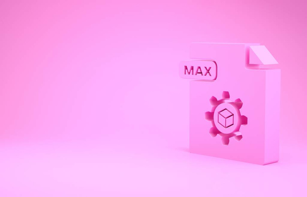 Documento de arquivo MAX rosa. Baixar ícone de botão máximo isolado no fundo rosa. Símbolo de ficheiro MAX. Conceito de minimalismo. 3D ilustração 3D render
 - Foto, Imagem
