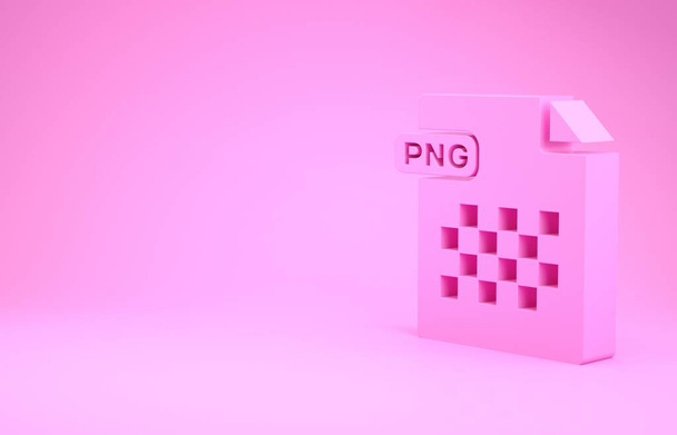 Rózsaszín Png fájl dokumentum. Töltse le a png gomb ikon elszigetelt rózsaszín háttér. Png fájl szimbólum. Minimalizmus koncepció. 3d illusztráció 3d render - Fotó, kép