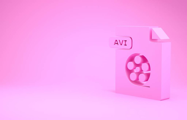 Document de fichier AVI rose. Télécharger icône bouton avi isolé sur fond rose. Symbole fichier AVI. Concept de minimalisme. Illustration 3D rendu 3D
 - Photo, image