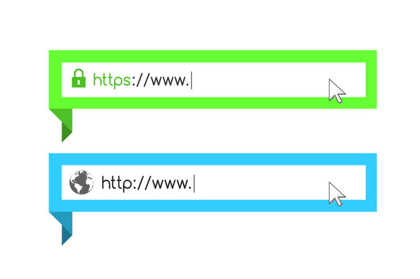 Адреса та навігаційна панель з символом http та https. Векторні ілюстрації
. - Вектор, зображення
