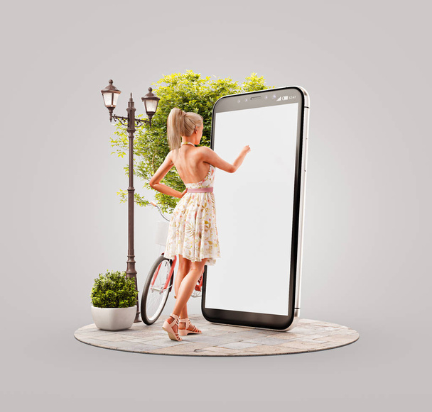 Unusual 3d illustration smart phone application - Foto, imagen