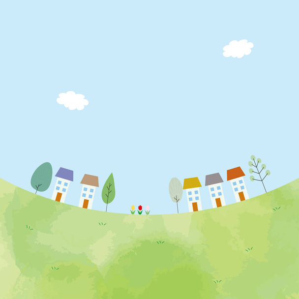 Illustration of cute trees and cityscape. - Vector, Image