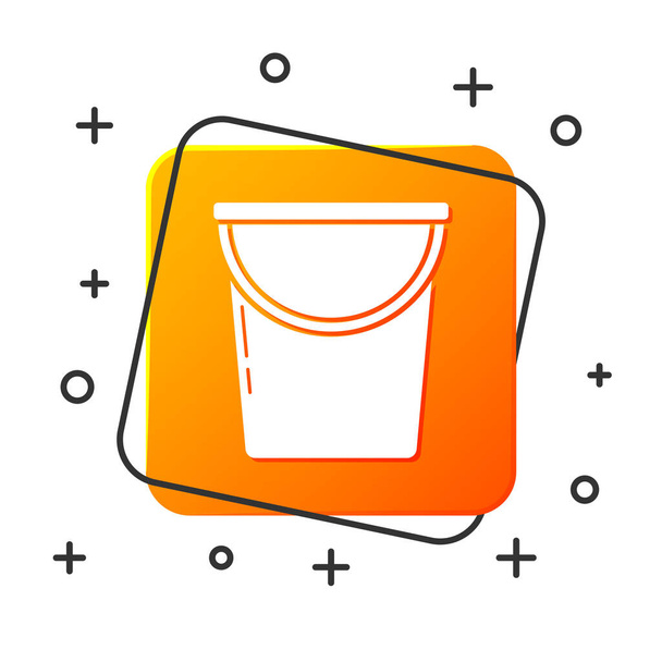 Ícone balde branco isolado no fundo branco. Botão quadrado laranja. Ilustração vetorial
 - Vetor, Imagem