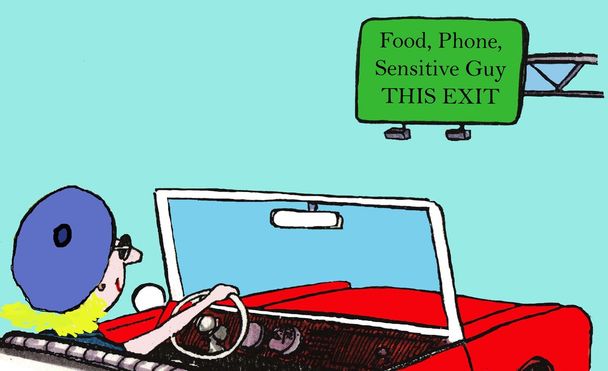 τροφίμων, τηλέφωνο, sensitive άντρας, αυτήν την έξοδο - Φωτογραφία, εικόνα