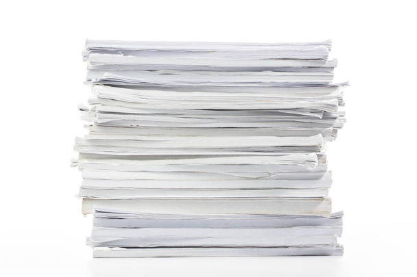 Close-up of papers stack isolated on a white background - Фото, изображение