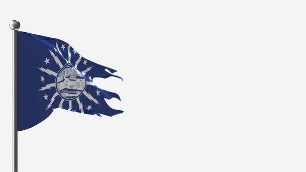Buffalo Νέα Υόρκη 3d tattered κυματίζει σημαία εικονογράφηση στο Flagpole. - Φωτογραφία, εικόνα