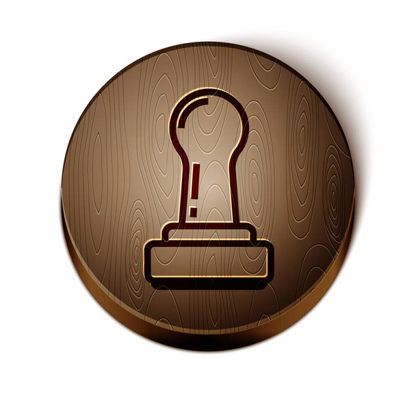 Icono de sello de línea marrón aislado sobre fondo blanco. Botón círculo de madera. Ilustración vectorial
 - Vector, imagen