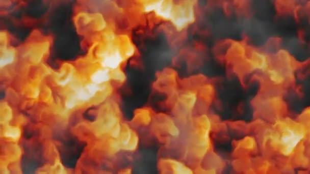 Ogień z czarnym tle dymu szeroki - Materiał filmowy, wideo