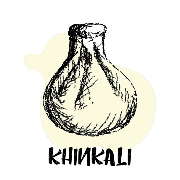 chinkali. georgische Küche. Logo für khinkalnoy. Knödel. Bleistiftzeichnung. - Vektor, Bild