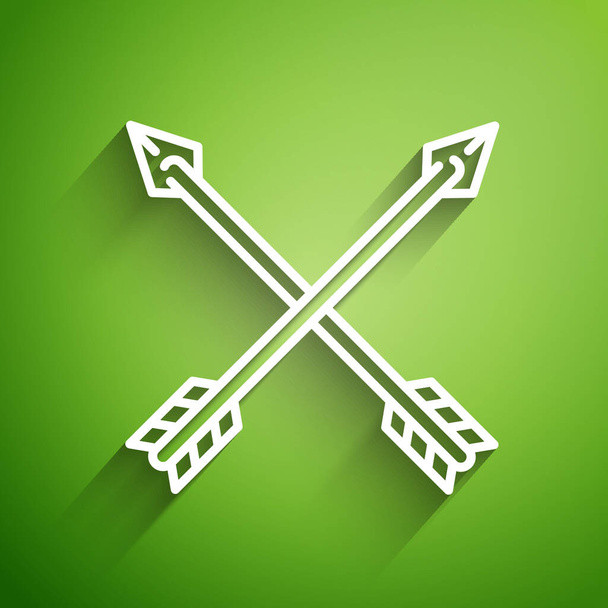 Bílá čára Ikona křížové šipky izolované na zeleném pozadí. Vektorová ilustrace - Vektor, obrázek