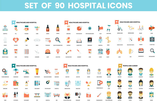 Conjunto de ícones hospitalares para negócios, marketing, gestão
 - Vetor, Imagem
