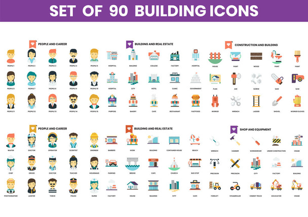 Building icons set for business, marketing, management - Vector, Image