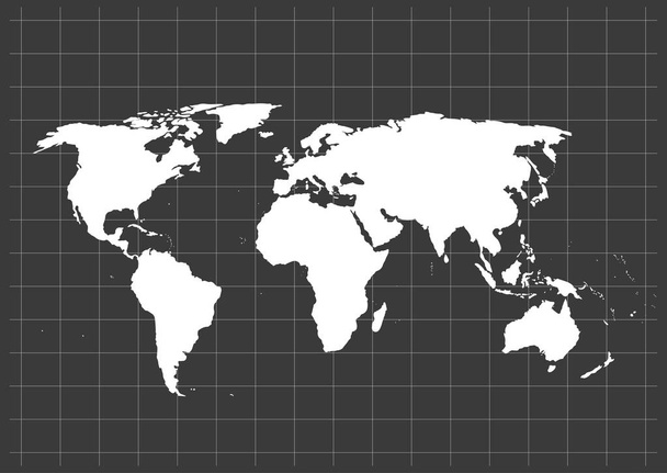 Vecteur de carte du monde, isolé sur fond noir. Flat Earth, modèle de carte pour le modèle de site Web, rapport anual, inphographics. Voyage dans le monde entier, carte silhouette toile de fond
. - Vecteur, image
