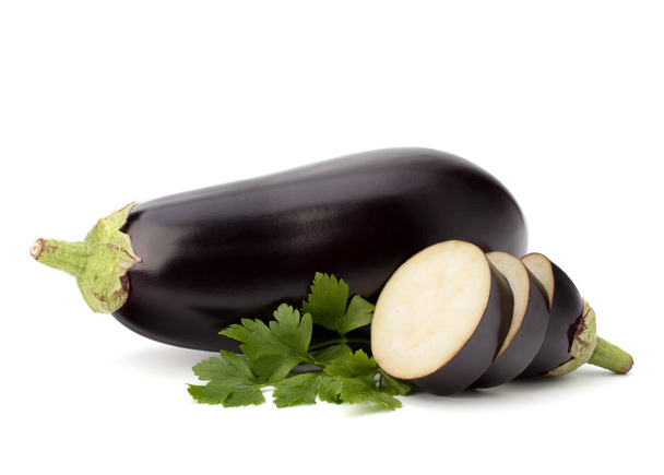 eggplant or aubergine and parsley leaf - Фото, изображение